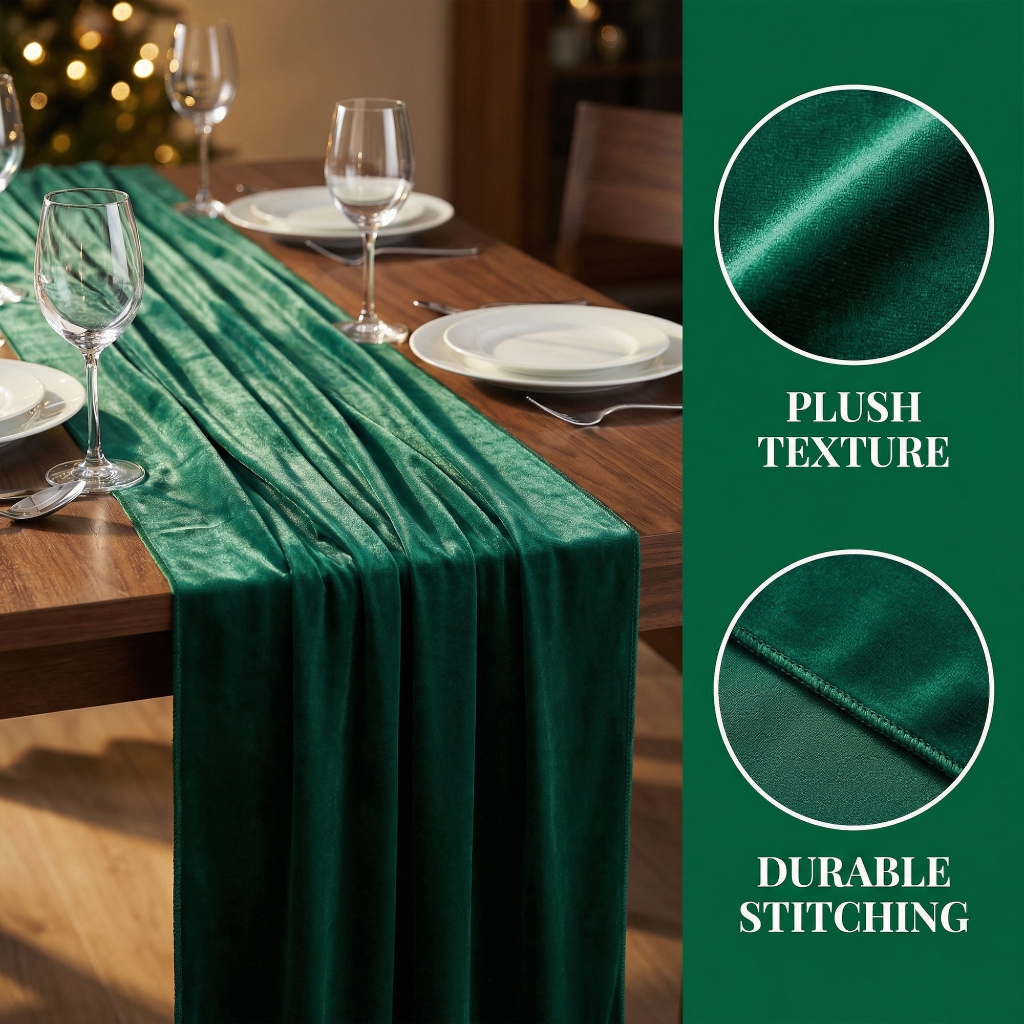 Unique Bargains Decorations Long Polyester Kitchen Runner Dark Green 27.6x118.1in