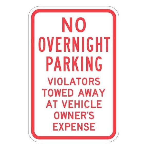 Lyle No Overnight Parking Sign,18" x 12, T1-1055-HI_12x18 T1-1055-HI_12x18