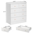 thumbnail image 6 of Kepooman Drawer Dresser, Four Layers and Five Drawers Chest of Drawers Matte Gold Handles, Storage Cabinet, White, 6 of 10