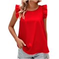 thumbnail image 5 of Womens Ruffle Short Sleeve Tops Casual Crewneck Loose Fit T Shirt 2025 Summer Shirts Work Business Blouse, 5 of 6