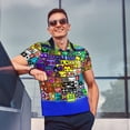 thumbnail image 3 of Lsque Geometry Dash Pattern Golf Shirts for Men Dry Fit Print Moisture Wicking Performance Short Sleeve Polo Shirt-Large, 3 of 7
