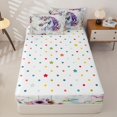 thumbnail image 4 of Erosebridal Dreamy Unicorn Zipper Full Size Comforter Sets with Fitted Sheet and 2 Pillowcases,Bohemian Floral Print Zipper Bedding Set,Lavender Purple,Reversible, 4 of 6