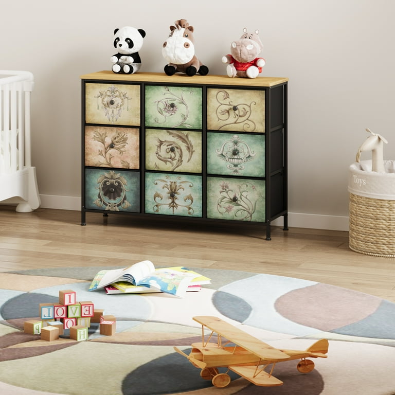 Luxmo 9 Drawer Dresser for Bedroom, Chest of Drawers Closets Storage for  Living Room, Fabric Drawers with Steel Frame Wooden Top - Walmart.com