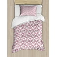 thumbnail image 1 of Pink Floral Duvet Cover Set Twin Size, Feminine Botanical Pattern Cute Blossoming Flowers, Decorative 2 Piece Bedding Set with 1 Pillow Sham, Pale Fuchsia Baby Pink Pale Olive Green, by Ambesonne, 1 of 3