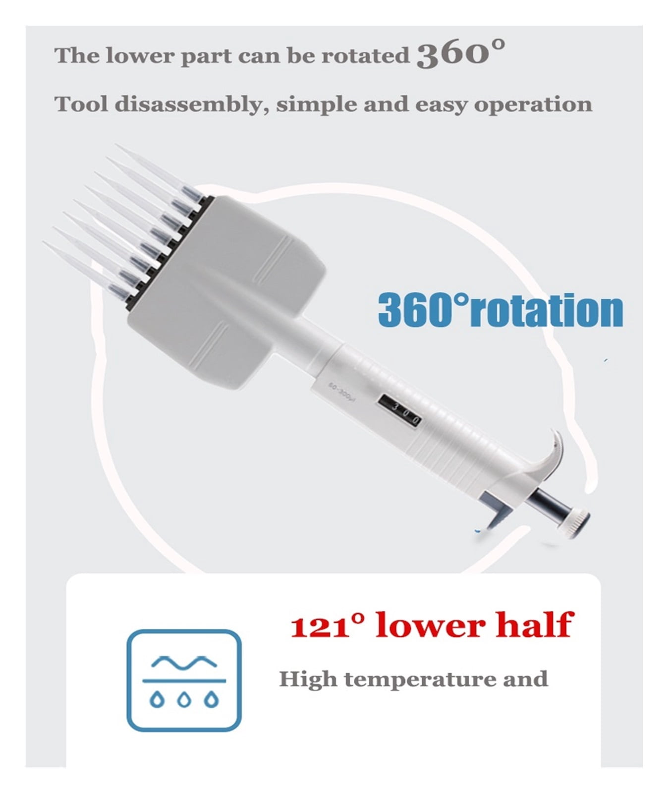 Adjustalbe 8 12 Channel Multichannel Pipette MicroPipette All Sterile Plastic Pipette ,Precision & Accuracy