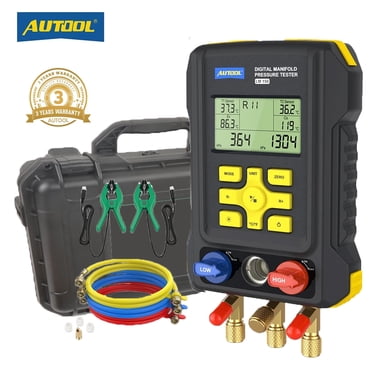 AUTOOL LM150 HVAC Refrigeration Digital Manifold Gauge, Vacuum Pressure Gauge Set, Air-Conditioning Refrigerator Leak Detector W/ 93 Types R134a R410a Refrigerant