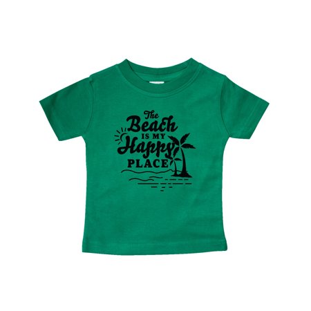 

Inktastic The Beach is My Happy Place with Palm Trees Gift Baby Boy or Baby Girl T-Shirt