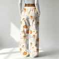 thumbnail image 6 of QWKLEAJ Halloween Pajama Pants Women Flannel Lounge Sleepwear Loose Elastic Waist Long Trousers Festive Party Home Wear Printed Bottom Novelty Holiday Pumpkin Ghost Bat Cat Pajamas, 6 of 6