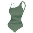 thumbnail image 5 of New One Piece Swimsuit Womens Tummy One Shoulder Bathing Suits for Women Full Cover Cutout Mesh Backless Swimwear Ladies Bathing Suits One-Piece Green XXL, 5 of 5