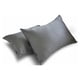 thumbnail image 3 of Funda de almohada lumbar de lujo HomeCentric, color plata, paquete de 2, 30 x 55 cm (12 x 22 pulgadas), funda de cojín rectangular lisa de satén, estilo moderno - Satén flameado gris plata, 3 of 5