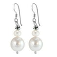 thumbnail image 3 of Freshwater White Pearls Silver Crystal Bead Sterling Silver Dangle Earrings, 3 of 5