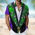thumbnail image 4 of Men's St. Patrick's T Shirt Short Sleeve Lapel Button Down Printed Shirts Tops Green 2 M, 4 of 6