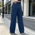 thumbnail image 6 of Baggy Cargo Pants for Women, Elastic Drawstring Waist Solid Casual Pants with Multi Pockets, Lounge Jogging Work Wear | VerBelle,Navy 2XL, 6 of 9