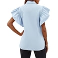 thumbnail image 3 of Women Summer Ruffled Button Down Shirt Short Sleeve, 3 of 3