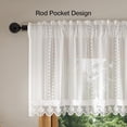 thumbnail image 4 of White Lace Semi-Sheer Valance Cafe Curtains 2 Panels – Vintage Boho Valance for Living Room, Privacy Light Filtering Rod Pocket Window Valances, Elegant Pattern Valances, 52W x 18L Inch, 4 of 8