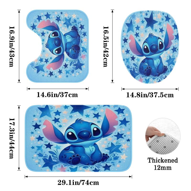 Lheaggik Cute Cartoon 4 Pcs Bathroom Sets with Shower Curtain and Rugs, Waterproof Polyester Shower Curtain Sets with Hooks