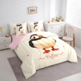 thumbnail image 2 of Castle Fairy Cute Vintage Single Puffin Print Full Size Bedding Sets 7 Pieces,Pink Star Script Cream Background Art Full Size Bed in a Bag,Blush Cream,Pink Reversible, 2 of 7