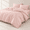 Blush-Twin, variant on Taupe King Size Ball Pom Fringe Microfiber Bedding Comforter Set