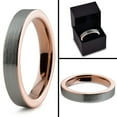 thumbnail image 5 of Charming Jewelers Tungsten Wedding Band Ring 4mm for Men Women Comfort Fit 18K Rose Gold Plated Plated Pipe Cut Flat Brushed Polished Lifetime Guarantee Size 8.5, 5 of 5