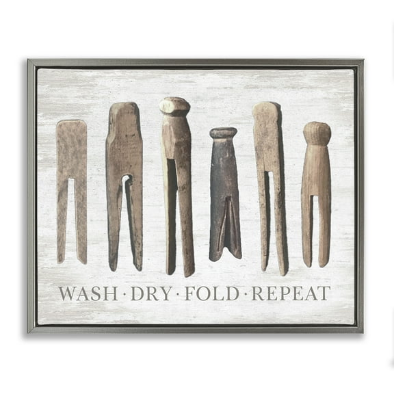 Rustic Laundry Phrase Gray Floating Frame Canvas Art, 31 x 25, Made In USA