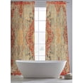 thumbnail image 6 of Red Blue Boho Semi Sheer Window Curtains 96 Inches Long, Ehtnic Abstract Art Modern Geometric Rod Pocket Voile Silky Chiffon Curtain Light Filtering Drapes for Living Room, Kitchen, 52"x96", 2 Panels, 6 of 9