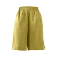 thumbnail image 4 of Endives Womens Cotton Linen Short Five Point Pants Thin High Waist Loose Slimming Breathable Casual Pants Straight Wide Leg Pants Yellow, 4 of 4