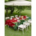 thumbnail image 3 of Outdoor Tablecloth with Umbrella Hole and Zipper, Red Christmas Rectangle Table Cloth 60x84 Inch Waterproof Tablecloth, Winter Xmas Trees Snowflake Holiday Picnic Table Cover for Patio Camping, 3 of 7
