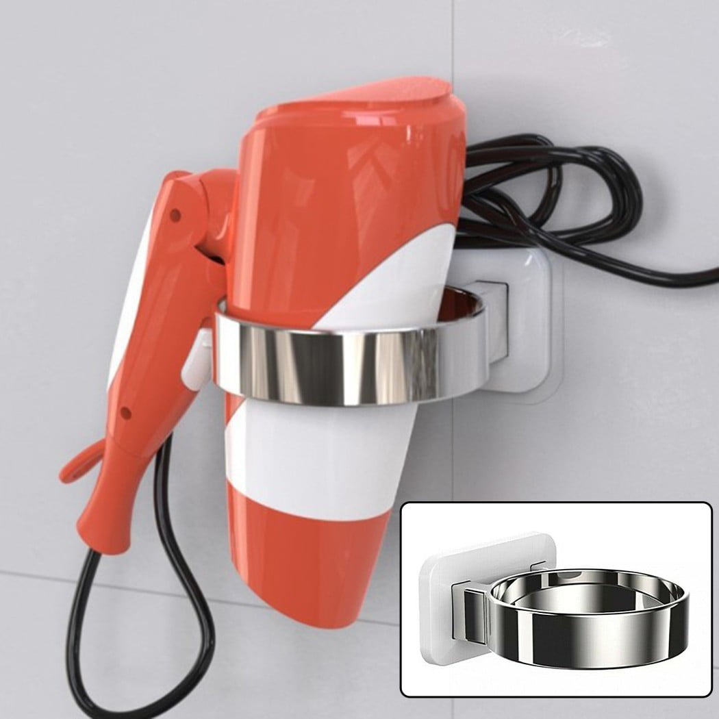 Details about   Accessory Hair Dryer Holder Bathroom Multifunction Plastic+plating Rack Tools 