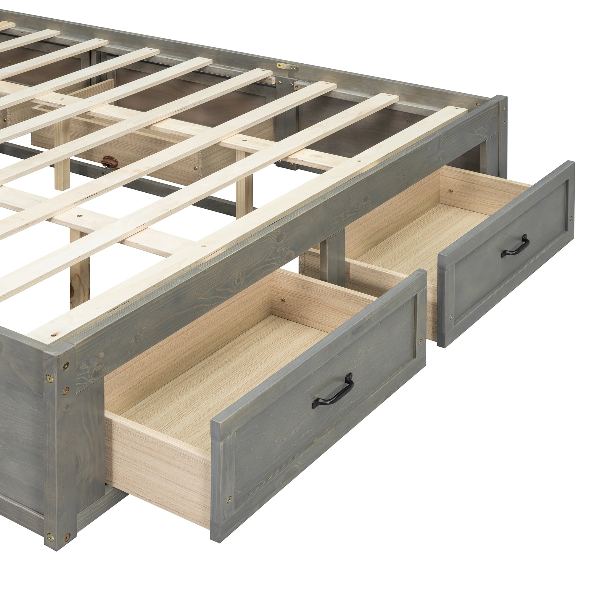 Aukfa Queen Size Storage Platform Bed with 6 Drawers, Farmhouse Captain Bed Frame, Antique Gray