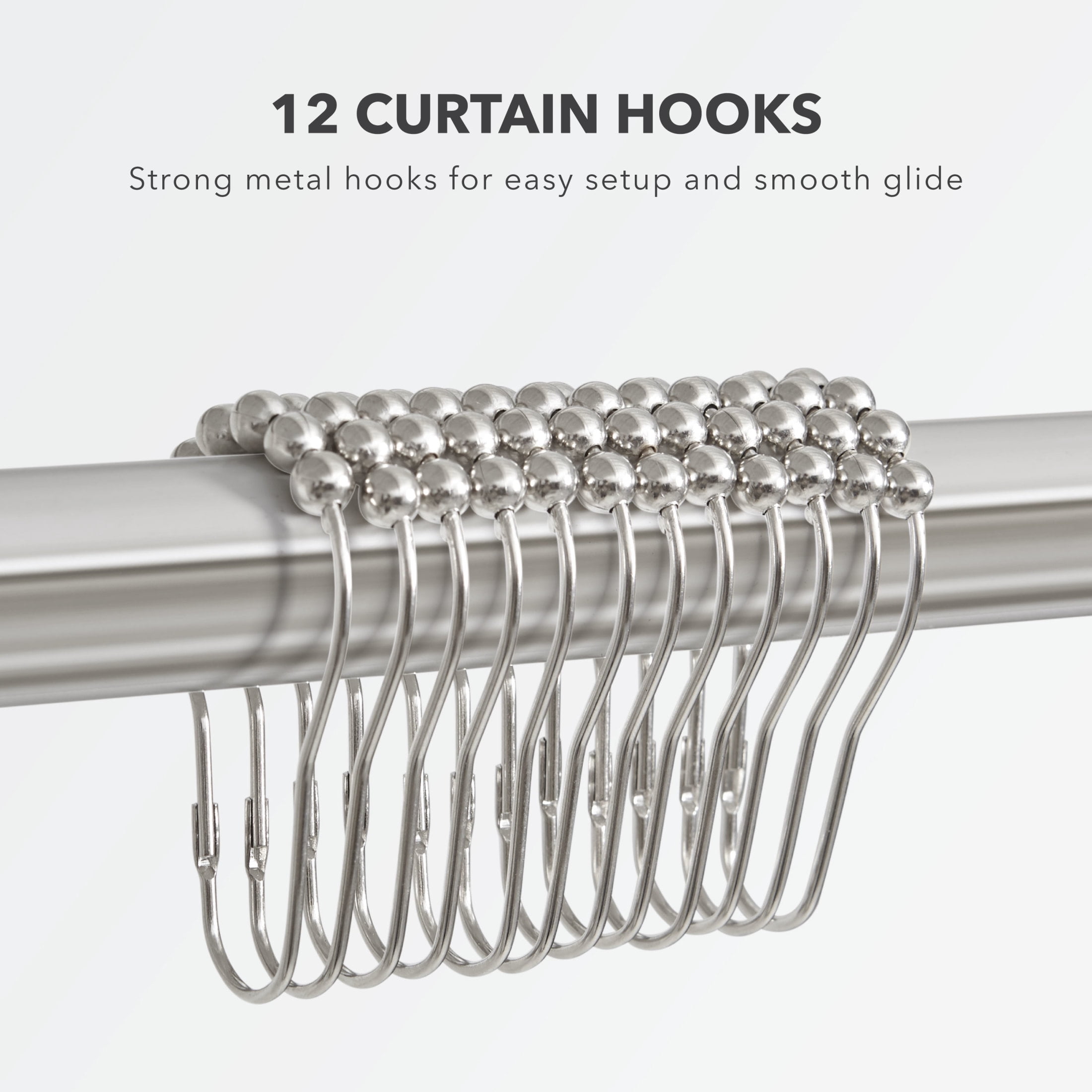 CHI Katherine Shower Curtain and Hooks Modern Washable 70" W x 72" L 13-Piece Set