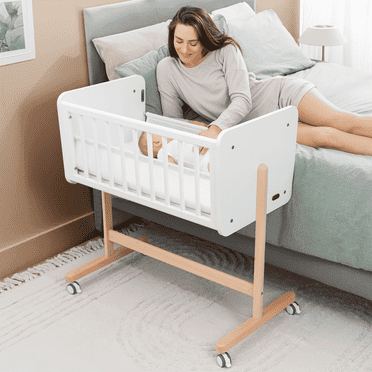 Comfy Cubs Wooden Bedside Bassinet Sleeper - Safe Baby Crib - Baby Sleeper Bed Crib for Infants