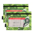 thumbnail image 2 of ALAZA 2 Pack Pencil Pouch Green Camouflage Leaves Pencil Case for 3 Ring Binder Clear Window Pencil Bag Organizers, 2 of 6