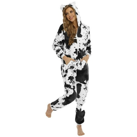 

Onesies Womens Pajamas Women Long-sleeved Zipper Hooded Earless Jumpsuit For Sleepwear Home Wear