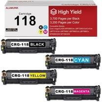 High-Yield 118 Toner Cartridges (4-Pack, Black, Cyan, Magenta, Yellow) - VASERINK Compatible 118BK 118C 118M 118Y Toner Replacement for Canon Color imageCLASS MF8350Cdn MF8380Cdw Printe