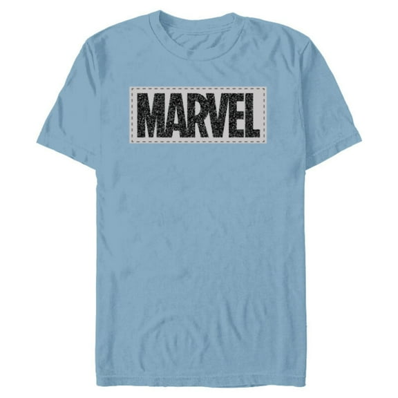 Marvel Logo Black White and Gray - Short Sleeve Blended T-Shirt for Adults - Customized-Ocean Blue