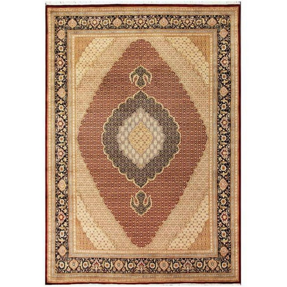 Pasargad Home Tabriz Collection Hand-Knotted Lamb's Wool Area Rug- 9' 11" X 14' 3"