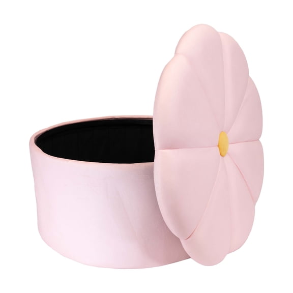 Mainstays Kids Pink Daisy Ottoman with Hidden Storage