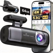 REDTIGER Dash Cam 4K Front and 1080P Rear ,5.8G WiFi GPS Car Camera with 64GB SD Card, Loop Recording, Night Vision, Parking Mode, Smart App Control, Support 256GB Max