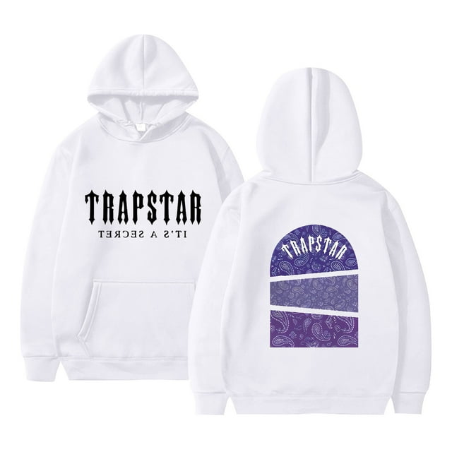 Hauts pour Femmes Trapstar Chandails à Capuchon pour Femmes Chandails Graphiques à Manches Longues Amples Trapstar Chandails à Enfiler Style Rue Hip-hop Chandails pour Femmes Chemises (Blanc, 3TG)