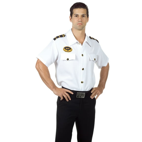 UNDERWRAPS Men's Costume Pilot Shirt - Halloween Costumes for Men & Women, Cosplay Pilot Shirt for Themed Events, LARP