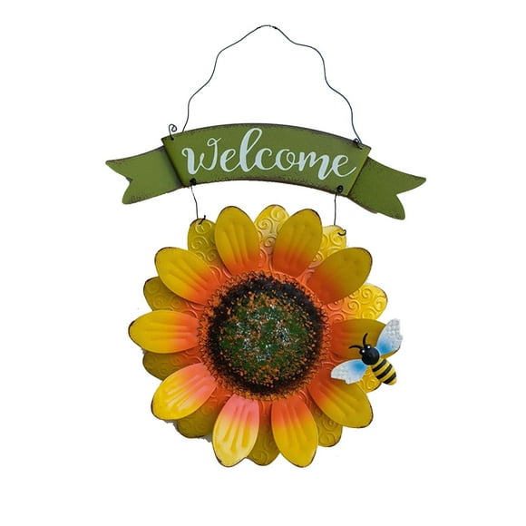 Metal Wall Art, Iron Art Welcome Sunflower Wall Hanging Sunflower Wall Decoration Villa Door Welcome Sign Toolbox Background Wall Decoration