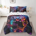 thumbnail image 2 of Manfei Game Console 7-Piece Bedding Comforter Set,Gamepad Gamer King Bedding Sets,Colorful Hexagon Bed Sheets For Kids,Super Cozy Room Decor Reversible, 2 of 8