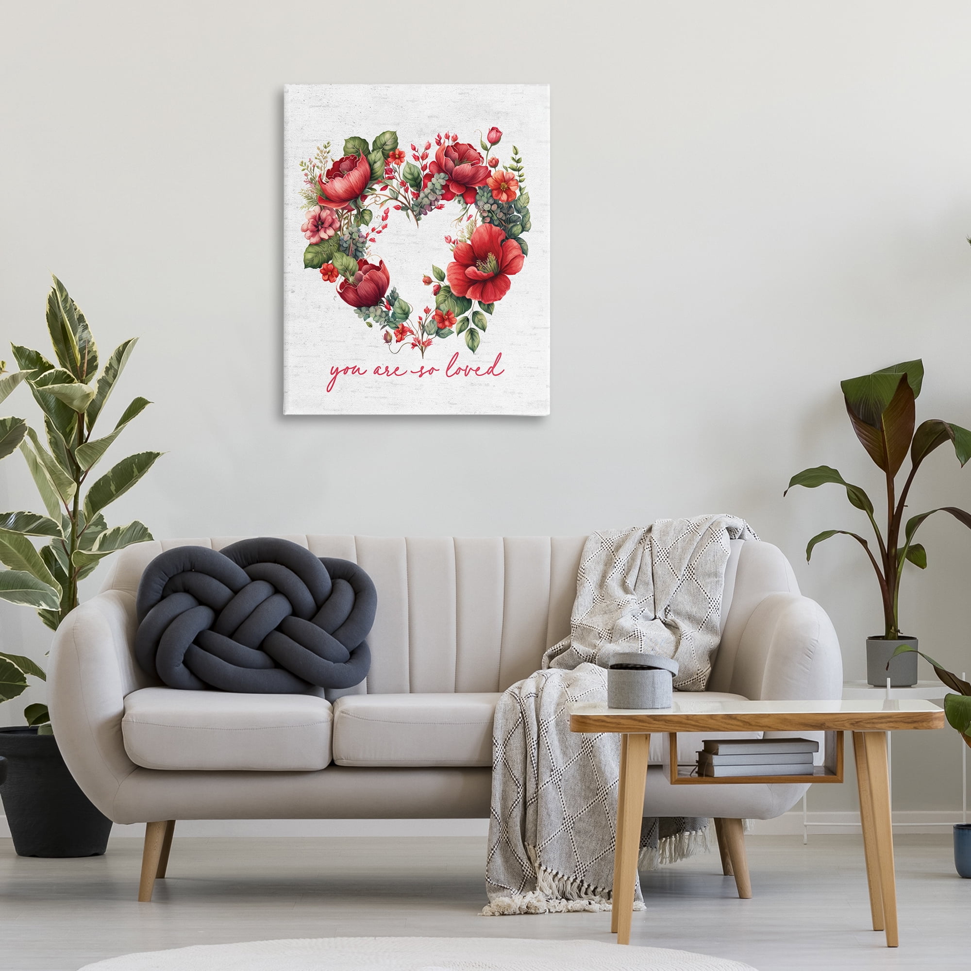 Stupell Industries Loved Heart Wreath Botanical & Floral Painting Gallery Wrapped Canvas Art Print Wall Art, 30 x 40