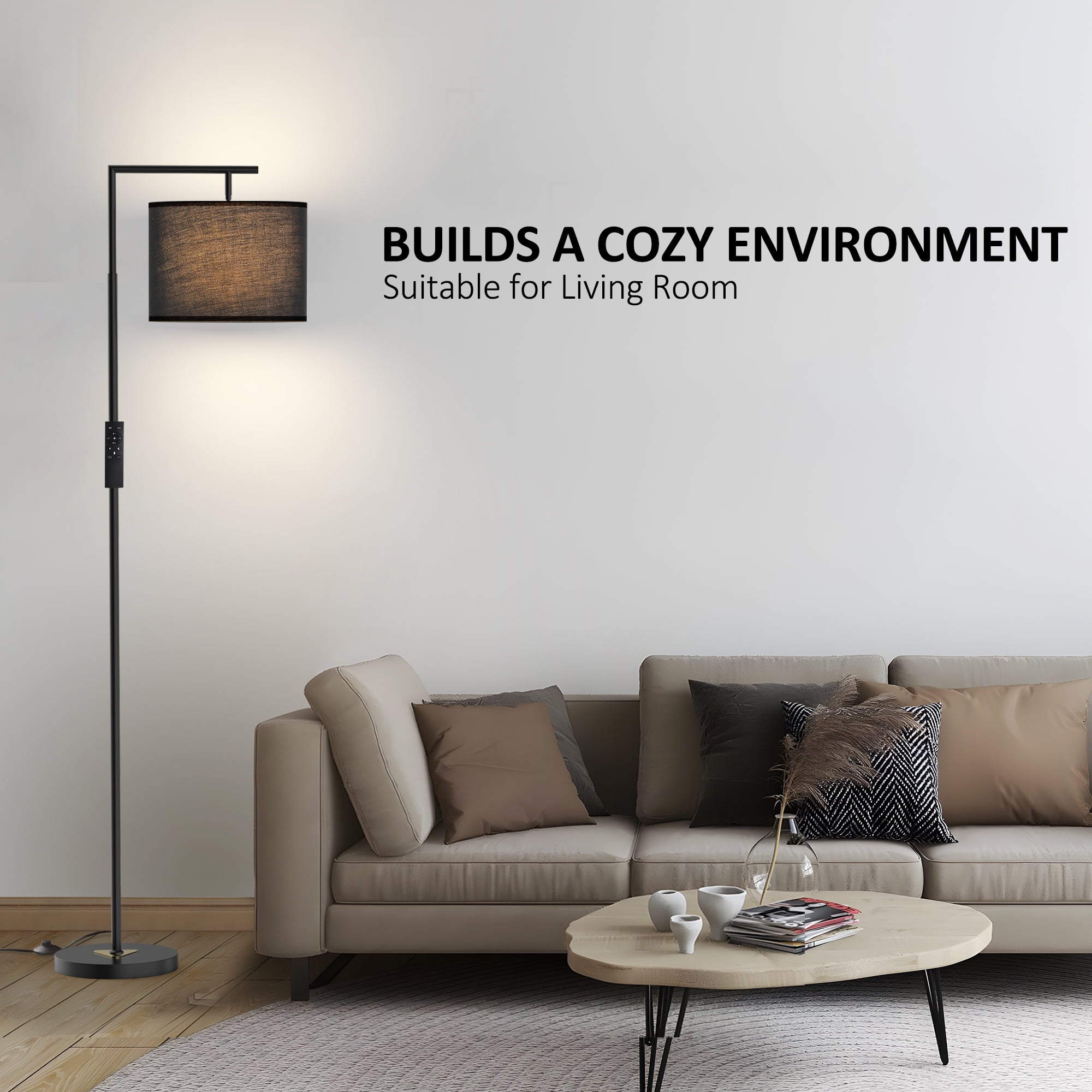 64'' Arched/Arc Floor Lamp with Remote Control and Bulb Included