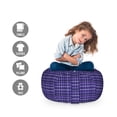 thumbnail image 2 of Violet Storage Toy Bag Chair, Monochromatic Geometrical Checkered Plaid Tartan Striped Vintage Illustration, Stuffed Animal Organizer Washable Bag, Small Size, Indigo Lavender, by Ambesonne, 2 of 3