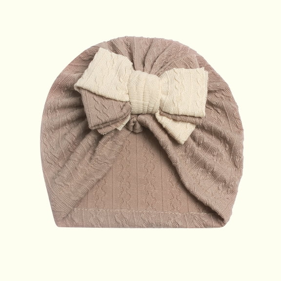 Lilgiuy Toddler Girls Turban Hats Solid Oversized Knotted Hair Bow Elastic Band Hair Accessories Hat for Going Out Travel