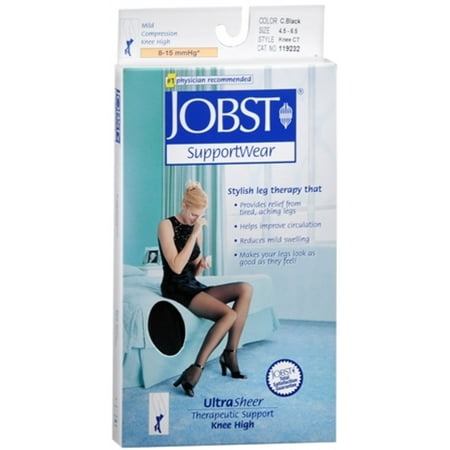 Jobst Classic Stockings - JOBST SupportWear Knee High Stockings 8-15 mmHg Ultra Sheer Classic Black Small 1 Pair (Pack of 4)
