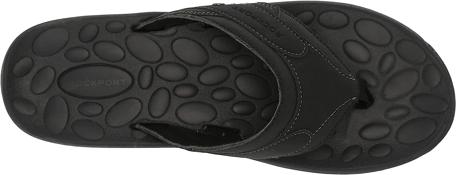 NWT ROCKPORT Mens Black Hayes Round Toe Slip On Thong Sandals Shoes 12 M NWT ROCKPORT Mens Black Comfort Hayes Round Toe Slip On  main image 2