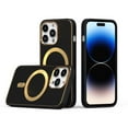 thumbnail image 2 of For iPhone 12 Pro Max Case Magnetic Gold Circle Vegan Leather + Tempered Glass, 2 of 6