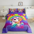 thumbnail image 2 of Manfei Kawaii Unicorn 2pcs Bedding Comforter Set,Personalized Initial Twin Comforter Sets,Gradient Rainbow Breathable Bedding Set,Super Cozy Animal Room Decorative,Reversible, 2 of 8